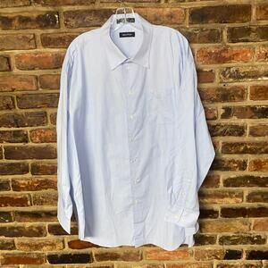 Nautica Blue Plaid Long Sleeve Button Down Dress Shirt Men's Size 18 34/35